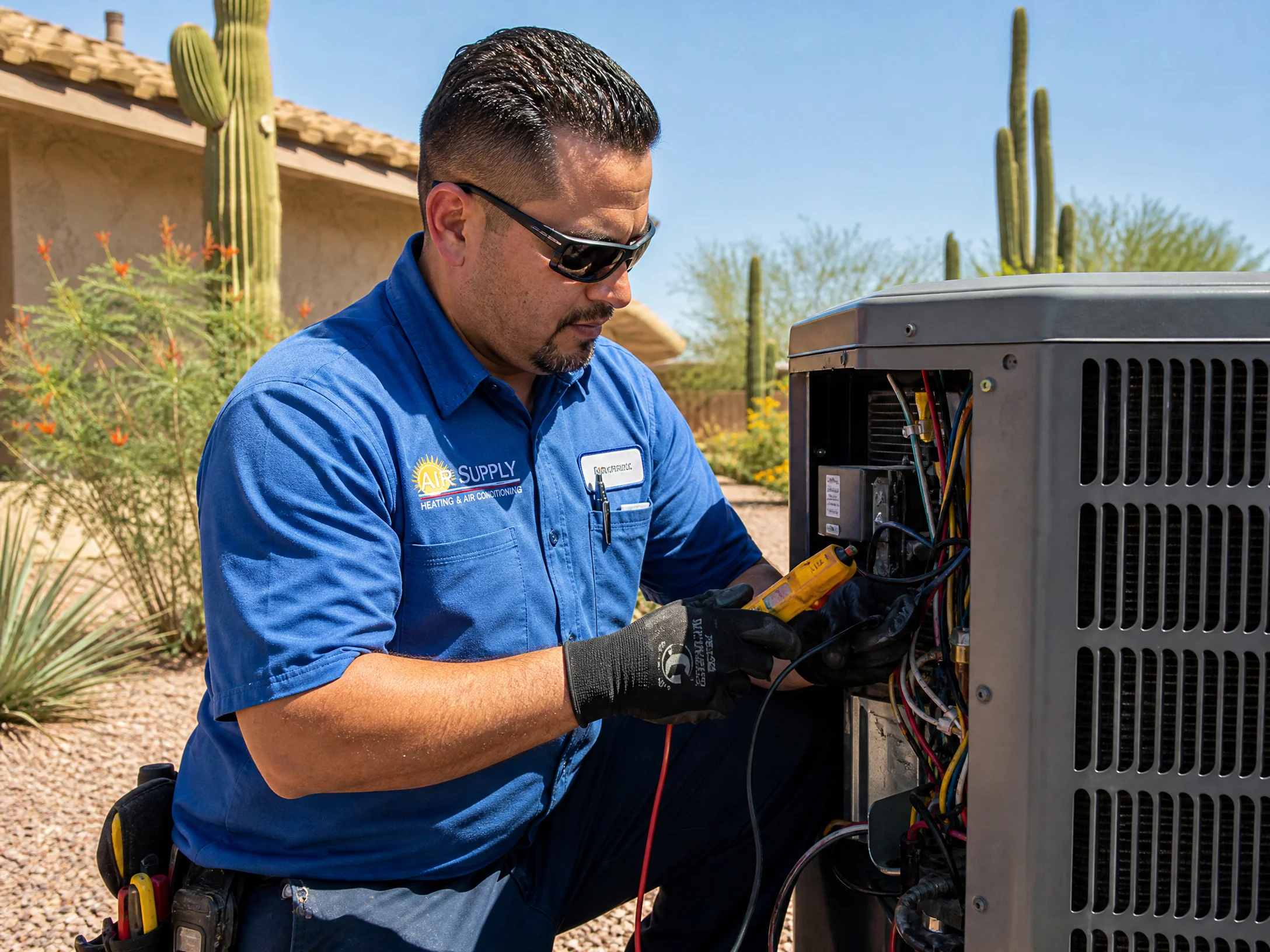 AZ Home Services Group HVAC technician performing AC repair in Arizona