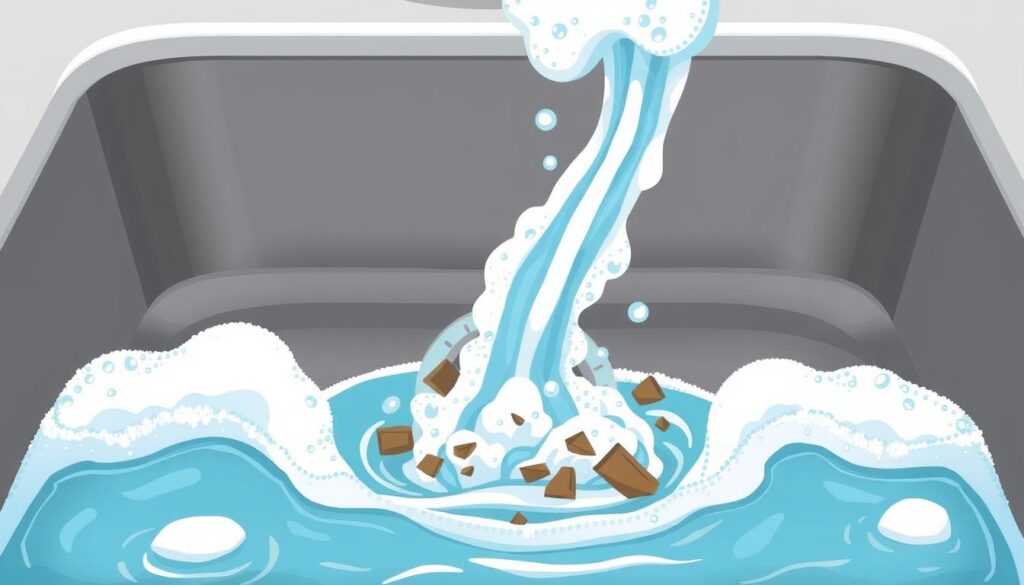 Image of a clogged sink with slow-draining water