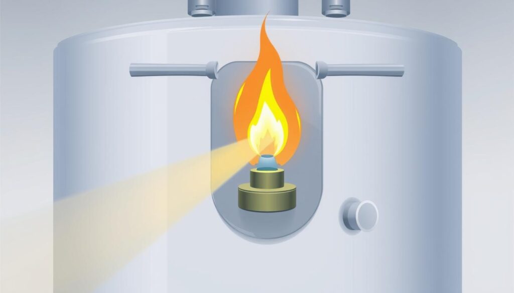 Image of a gas water heater pilot light