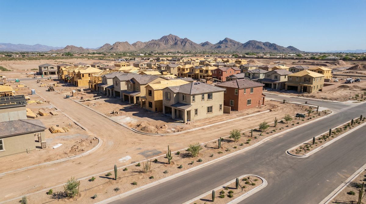 New construction homes in Goodyear Arizona master-planned community with desert mountains