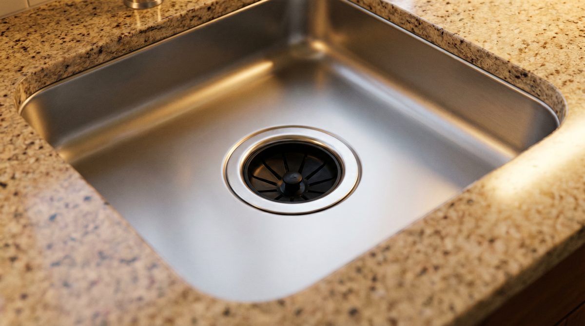 Stainless steel kitchen sink with garbage disposal drain in Chandler Arizona home