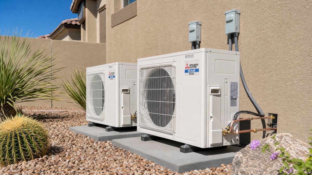 New AC installation with two condenser units at a Peoria Arizona residence